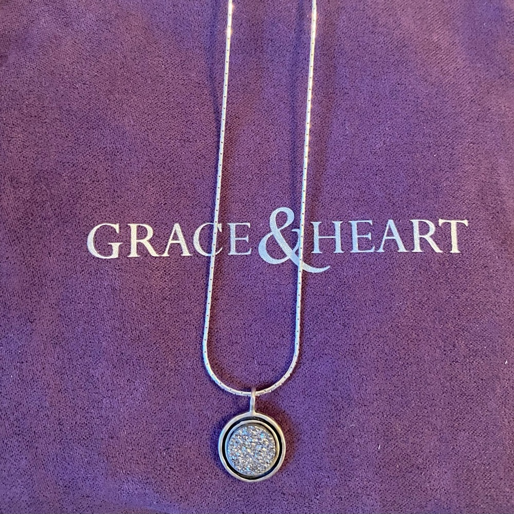 Lovely Grace & Heart Moon Shadow Necklace